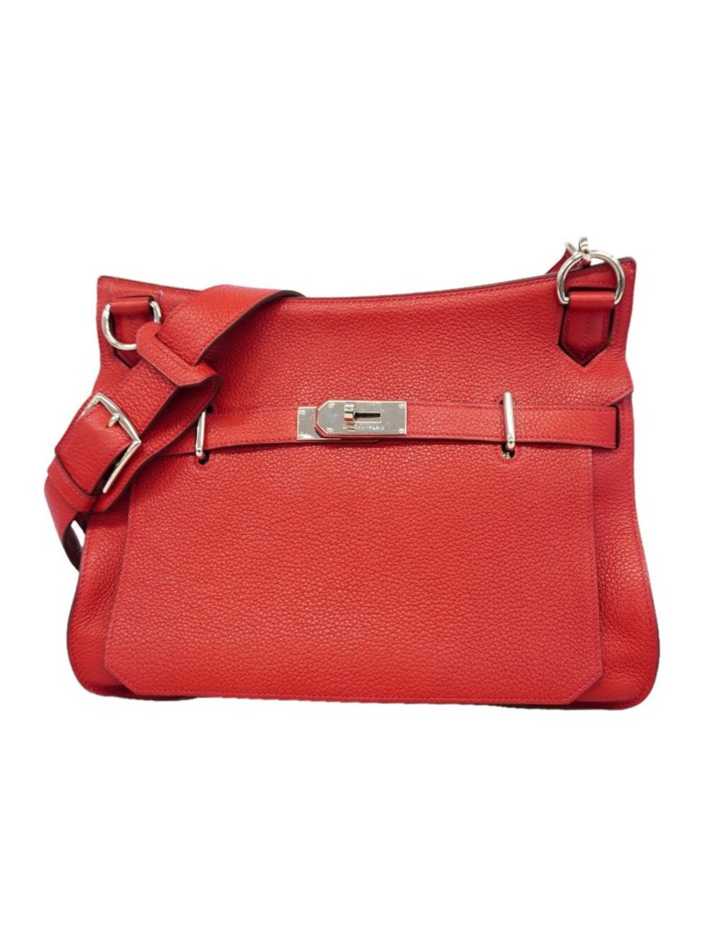 Hermes Shoulder Bag Jypsiere 34 Taurillon Clemence Rouge Casaque Silver